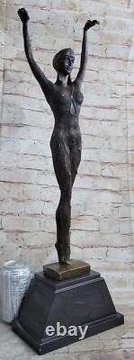 Bronze Art Décor Artisan Dancer Figurative Marble Sculpture Signed Chiparus