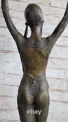 Bronze Art Décor Artisan Dancer Figurative Marble Sculpture Signed Chiparus