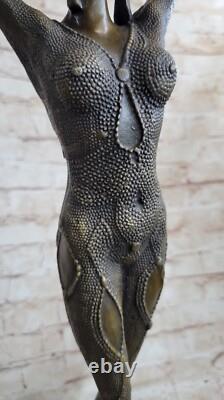 Bronze Art Décor Artisan Dancer Figurative Marble Sculpture Signed Chiparus