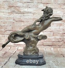 Bronze Art Nouveau Nude Woman Statue Sculpture, Signed Milo, Marble Base
