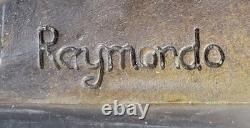 Bronze Art Sculpture with Marble Base Abstract Female Figurine Signed