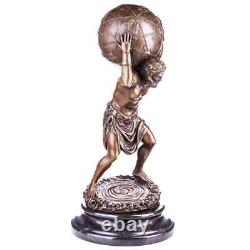Bronze Atlas Globe Statue Mythology on Marble Base After Aldo Vitaleh