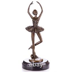 Bronze Ballerina Sculpture on a Black Marble Base after Milo