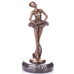 Bronze Ballerina Sculpture on a Black Marble Base after Milo