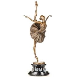 Bronze Ballerina Sculpture on a Black Marble Base after Milo