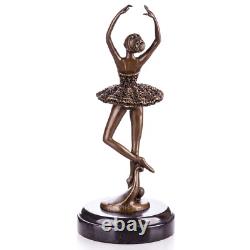 Bronze Ballerina Sculpture on a Black Marble Base after Milo