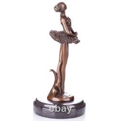 Bronze Ballerina Sculpture on a Black Marble Base after Milo