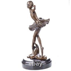 Bronze Ballerina Sculpture on a Black Marble Base after Milo