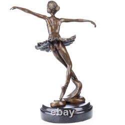 Bronze Ballerina Sculpture on a Black Marble Base after Milo