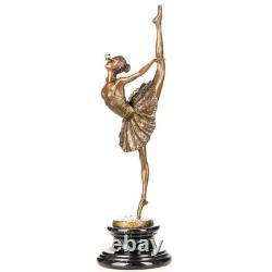 Bronze Ballerina Sculpture on a Black Marble Base after Milo