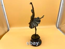 Bronze Ballerina Sculpture on a Marble Base after Milo
