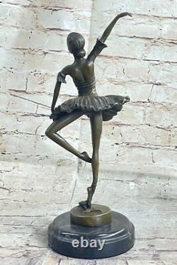 Bronze Ballerina Statue Signed with Marble Base Sculpture Milo
