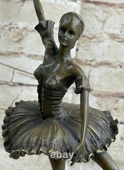 Bronze Ballerina Statue Signed with Marble Base Sculpture Milo