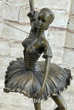Bronze Ballerina Statue Signed with Marble Base Sculpture Milo