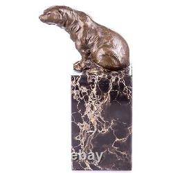 Bronze Bear Sculpture on Antique Black Marble after Milo