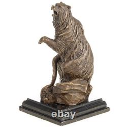 Bronze Bear Statue on a Black Marble Base after Milo