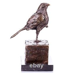 Bronze Bird Figurine On a Black Marble Signed