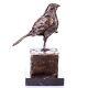 Bronze Bird Figurine On A Black Marble Signed