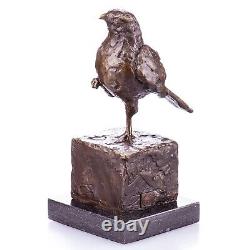 Bronze Bird Figurine On a Black Marble Signed