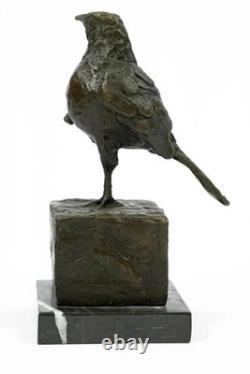 Bronze Bird Sculpture on a Black Marble Base After Milo