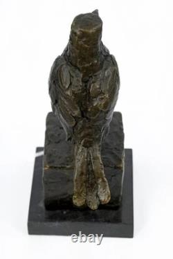 Bronze Bird Sculpture on a Black Marble Base After Milo