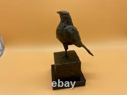 Bronze Bird Sculpture on a Black Marble Base After Milo