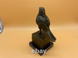 Bronze Bird Sculpture on a Black Marble Base After Milo