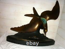 Bronze Bird Signed Lorino Circa 1930 Great Subject H 55cm Seabird