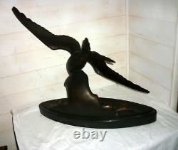 Bronze Bird Signed Lorino Circa 1930 Great Subject H 55cm Seabird
