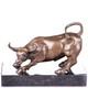Bronze Bull Sculpture On A Black Marble Base After Milo