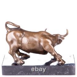 Bronze Bull Sculpture on a Black Marble Base after Milo