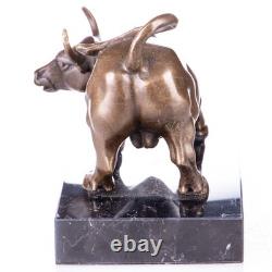 Bronze Bull Sculpture on a Black Marble Base after Milo