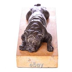 Bronze Bulldog Sculpture on a Marble Base after Milo
