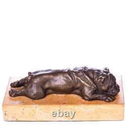 Bronze Bulldog Sculpture on a Marble Base after Milo