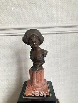 Bronze Bust And Marble XIX Eme Georges Van Der Straeten With Stamp From Foundry