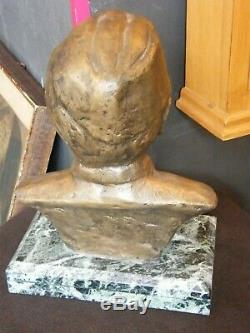 Bronze Bust Of Josip Broz Tito Yugoslavia 1892 1980 Marble Base Signed Jokan