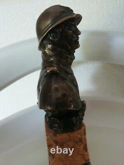 Bronze Bust On Hairy Marble 1st War Signed Octave Lelièvre 1869-1947