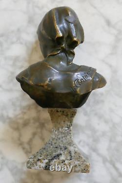 Bronze Bust Sign Jeanne Chateignon (1876 1950) Socle Marble Grey