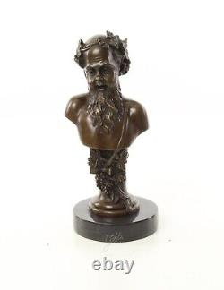 Bronze Bust of Bacchus on Black Marble After Henry Dumaige