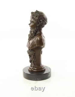 Bronze Bust of Bacchus on Black Marble After Henry Dumaige