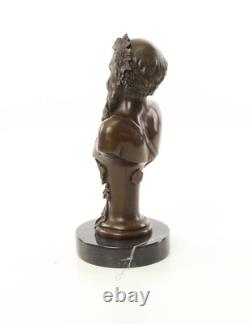 Bronze Bust of Bacchus on Black Marble After Henry Dumaige