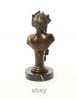 Bronze Bust of Bacchus on Black Marble After Henry Dumaige