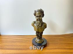 Bronze Bust of Bacchus on a Marble Base after Henry Dumaige