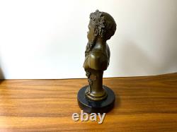Bronze Bust of Bacchus on a Marble Base after Henry Dumaige