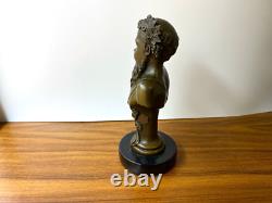 Bronze Bust of Bacchus on a Marble Base after Henry Dumaige