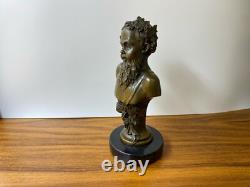 Bronze Bust of Bacchus on a Marble Base after Henry Dumaige