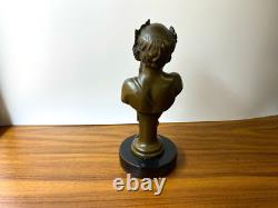 Bronze Bust of Bacchus on a Marble Base after Henry Dumaige