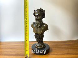 Bronze Bust of Bacchus on a Marble Base after Henry Dumaige