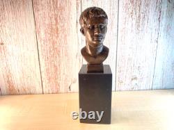 Bronze Bust of Caesar Augustus on a Black Marble Base after Milo