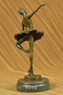 Bronze Cast - Marble Figure Ballerina Girl Signed Sculpture Gift Figure
